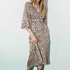 NWT Zara Floral Printed Midi Dress